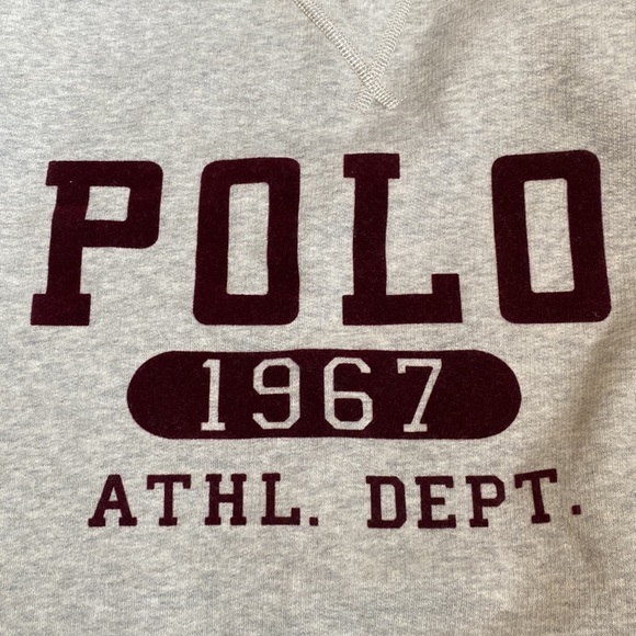 Men’s Polo Ralph Lauren POLO 1967 Athletic. Dept. Grey Crew Sweatshirt, XL, XXL - Picture 2 of 11